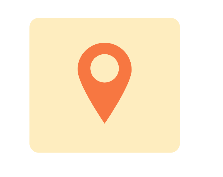 un alfiler naranja sobre un cuadrado blanco